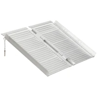 HOMCOM Textured Aluminum Portable Wheelchair Ramp for Home, Steps, Doorways, Foldable Handicap Ramp 2', Threshold Ramp(m-11)