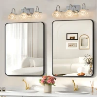 17" Elegant 3-Light Bathroom Fixture with Clear Glass Shades, Brushed Nickel Finish, Vintage Crystal Vanity Light, 17.5" L x 7" W x 6.5" H, Silver(m-7)