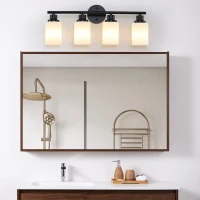 24.5" Modern 4-Light Vanity Bathroom Mirror Light with Iron Frame, Contemporary Wall Sconce for Bedroom, Dressing Room, Black+White(m-1)