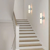 Set of 2 Resin Imitation Marble Wall Sconce, Modern Vertical Light Fixture for Bathrooms, Hallways, Bedrooms, 5" L x 5.5" W x 14" H, Silver(m-8)