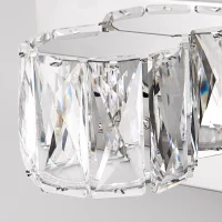 Modern 6-Light LED Wall Sconce with Clear Crystal Shades, Built-In LED Lighting, Elegant Bathroom Vanity Light, 41" L x 4.5" W x 4.5" H, Silver(m-13)