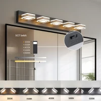 Modern 5-Light LED Vanity Light with Iron and Acrylic, Dimmable Bathroom Wall Fixture, Ideal for Mirror Lighting, 33.5" L x 4.5" W x 5" H, Black(m-10)