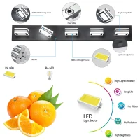 Modern 5-Light LED Vanity Light with Iron and Acrylic, Dimmable Bathroom Wall Fixture, Ideal for Mirror Lighting, 33.5" L x 4.5" W x 5" H, Black(m-5)