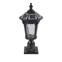 Retro Solar Light with Dimmable LED with Vintage Design, Automatic Lighting Function, Easy Installation, 9" L x 9" W x 18.5" H, Black(m-2)