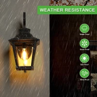 14" Outdoor Wall Lanterns 2-Pack with Clear Glass Panels, Vintage Exterior Light Fixture for Porch, Patio, Garden, 14" L x 11" W x 21" H, Black(m-4)