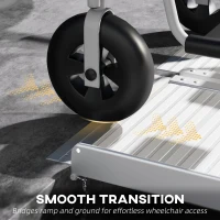 HOMCOM 3' Foldable Handicap Ramp for Home, Steps, Doorways, Aluminum Portable Wheelchair Ramp, Textured Threshold Ramp, Silver(m-7)