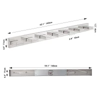 Energy-Efficient 7-Light Wall Sconce with Geometric Lamp Heads, Chrome LED Vanity Light for Bathroom, Mirror, 55" L x 4.5" W x 5" H, Silver(m-3)