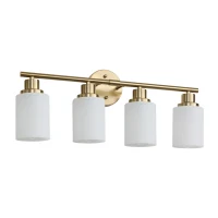24.5" Modern 4-Light Vanity Wall Sconce with Frosted Glass Shades, Hard-Wired Bathroom Lighting Fixture, 24.5" L x 6.5" W x 10" H, Gold(m-2)