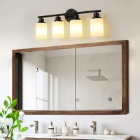 24.5" Modern 4-Light Vanity Bathroom Mirror Light with Iron Frame, Contemporary Wall Sconce for Bedroom, Dressing Room, Black+White(m-8)