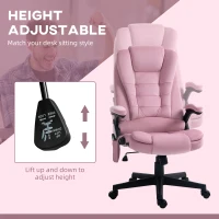 Vinsetto Reclining Massage Office Chair, Executive Office Chair with High Back, Swivel Wheels, Pink(m-5)