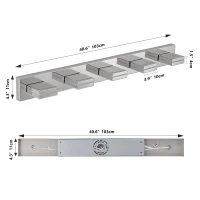 Minimalist 5-Light Wall Sconce with Geometric Lamp Heads, Sleek Chrome LED Vanity Light for Bathroom, Corridor, 40.5" L x 4.5" W x 5" H, Silver(m-3)