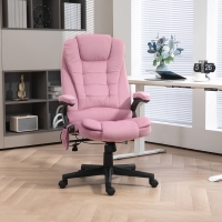 Vinsetto Reclining Massage Office Chair, Executive Office Chair with High Back, Swivel Wheels, Pink