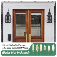 23" Outdoor Wall Lantern Light 2-Pack with Weather Resistant, Vintage Metal Sconce with Clear Glass for Porch, Patio, 23" L x 8.7" W x 23" H, Black(m-7)