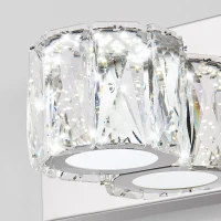 Modern 6-Light LED Wall Sconce with Clear Crystal Shades, Built-In LED Lighting, Elegant Bathroom Vanity Light, 41" L x 4.5" W x 4.5" H, Silver(m-11)