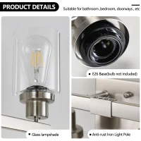 24" Modern 4-Light Bathroom Vanity Light Fixture with Clear Glass Shades, Easy Installation, Perfect for Mirror, Dressing Table, Brushed Nickel(m-7)
