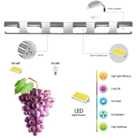 Modern Bathroom Vanity Lighting with 6-Light LED, Mirror Bath Wall Fixture, Stainless Steel, 46.5" L x 3.5" W x 4.5" H, Chrome(m-5)