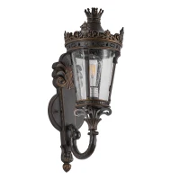 21" Vintage Outdoor Wall Lantern with Crown Top, Waterproof Exterior Sconce, Easy Installation, 10" L x 8" W x 21" H, Coffee+Golden(m-2)