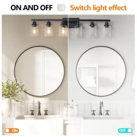 37" Modern 6-Light Bathroom Vanity Light Fixture with Clear Glass Shades, Ideal for Bathroom, Dressing Area, 37" L x 6" W x 9" H, Black(m-4)