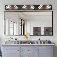 40" Modern 6-Light LED Vanity Light with Dimmable Function, Sleek Bathroom Wall Fixture, Energy-Efficient, 40.5" L x 4.5" W x 5" H, Black(m-7)