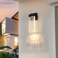 2-Pack Outdoor Waterproof LED Crystal Wall Lamp with Weatherproof Design, Supports Multiple Bulb Types, 3.5" L x 4.5" W x 12" H, Black(m-9)