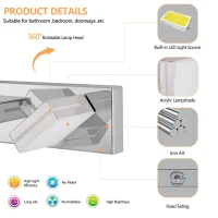 Energy-Efficient 7-Light Wall Sconce with Geometric Lamp Heads, Chrome LED Vanity Light for Bathroom, Mirror, 55" L x 4.5" W x 5" H, Silver(m-6)
