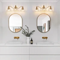 3-Light Vintage Wall Sconce with Golden Finish, Clear Glass Shades, Elegant Vanity Light Fixture for Bathroom, 24" L x 12" W x 8" H, Gold(m-6)