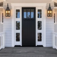 23" Outdoor Wall Lantern Light 2-Pack with Weather Resistant, Vintage Metal Sconce with Clear Glass for Porch, Patio, 23" L x 8.7" W x 23" H, Black(m-10)