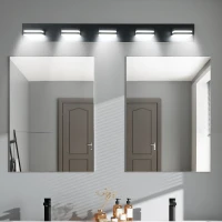 Energy-Saving 5-Light Wall Sconce with Geometric Lamp Heads, Minimalist LED Vanity Light for Bathroom, Toilets, 40.5" L x 4.5" W x 5" H, Black(m-10)