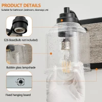 40" Farmhouse 5-Light Bathroom Wall Sconce with Clear Seeded Glass Shades, Modern Industrial Vanity Light Fixture, 40" L x 7" W x 7" H, Black(m-6)