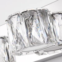 Modern 6-Light LED Wall Sconce with Clear Crystal Shades, Built-In LED Lighting, Elegant Bathroom Vanity Light, 41" L x 4.5" W x 4.5" H, Silver(m-12)