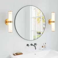 Set of 2 Resin Wall Sconces with Gold Accents, Easy Installation, Indoor Vertical Light Fixture with Marble Texture, 5" L x 5.5" W x 14" H, Gold(m-1)