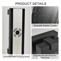 19" Outdoor Wall Light with Bubble Crystal Glass, Weatherproof Aluminum Exterior Sconce for Patio, Porch, Garage, 6.5" L x 4" W x 19.5" H, Black(m-6)