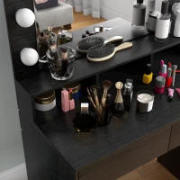 HOMCOM Vanity Table, Makeup Dressing Table with LED Lighting Mirror, Drawers, for Bedroom, Black(m-9)