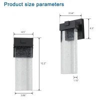 2-Pack Outdoor Waterproof LED Crystal Wall Lamp with Weatherproof Design, Supports Multiple Bulb Types, 3.5" L x 4.5" W x 12" H, Black(m-3)