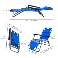 Outsunny Folding Lounge Chair Portable Chaise Sun Lounger Recliner Outdoor Blue(m-3)