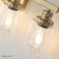 24" 4-Light Vanity Light with Clear Glass Shades, Modern Iron Bathroom Wall Fixture for Mirror, Dressing Table, 24" L x 6" W x 9" H, Golden(m-6)