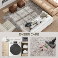 HOMCOM Machine Washable Area Rug 4x6, Non-Slip Traditional Floor Carpet for Living Room, Bedroom, Light Mixed-Brown(m-6)