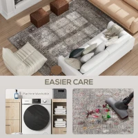 HOMCOM Machine Washable Area Rug 8x10, Non-Slip Traditional Floor Cover Foldable Carpet for Living Room, Dark Mixed-Brown(m-6)