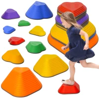 Qaba 11PCs Non-Slip Stackable Kids Stepping Stones, Heart-Shaped(m-11)