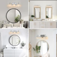 17" Elegant 3-Light Bathroom Fixture with Clear Glass Shades, Brushed Nickel Finish, Vintage Crystal Vanity Light, 17.5" L x 7" W x 6.5" H, Silver(m-8)