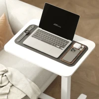 HOMCOM Pneumatic Standing Desk Adjustable Height, Mobile Stand Up Desk with Wheels, 43 Inch Portable Rolling Table, White(m-10)