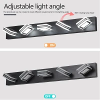 Modern 5-Light LED Vanity Light with Iron and Acrylic, Dimmable Bathroom Wall Fixture, Ideal for Mirror Lighting, 33.5" L x 4.5" W x 5" H, Black(m-4)