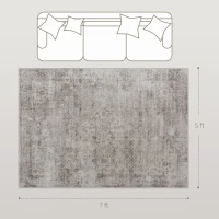 HOMCOM Machine Washable Area Rug 5x7, Non-Slip Traditional Floor Carpet for Living Room, Bedroom, Light Mixed-Brown(m-4)