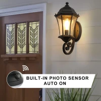 Vintage Wall-Mounted Outdoor Lantern Light with Weather-Resistant, Aluminum Sconce for Porch, Patio, 11" L x 9.5" W x 19.5" H, Black(m-4)
