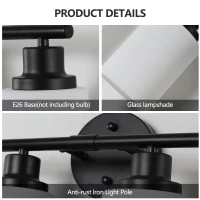 24.5" Modern 4-Light Vanity Bathroom Mirror Light with Iron Frame, Contemporary Wall Sconce for Bedroom, Dressing Room, Black+White(m-5)