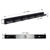 Modern Energy-Efficient 6-Light Wall Sconce with Geometric Design, LED Vanity Light for Bathroom, Makeup Areas, 47" L x 4.5" W x 5" H, Black(m-3)