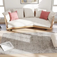 HOMCOM Machine Washable Area Rug 4x6, Non-Slip Traditional Floor Carpet for Living Room, Bedroom, Light Mixed-Brown(m-9)