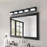 Modern Bathroom Vanity Lighting with 5-Light LED, Mirror Wall Fixture, Dimmable, Energy-Saving, 38" L x 3.5" W x 4.5" H, Black(m-9)