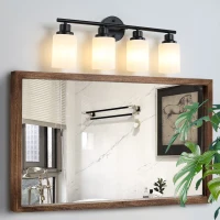 24.5" Modern 4-Light Vanity Bathroom Mirror Light with Iron Frame, Contemporary Wall Sconce for Bedroom, Dressing Room, Black+White(m-6)