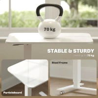 HOMCOM Pneumatic Standing Desk Adjustable Height, Mobile Stand Up Desk with Wheels, 43 Inch Portable Rolling Table, White(m-7)